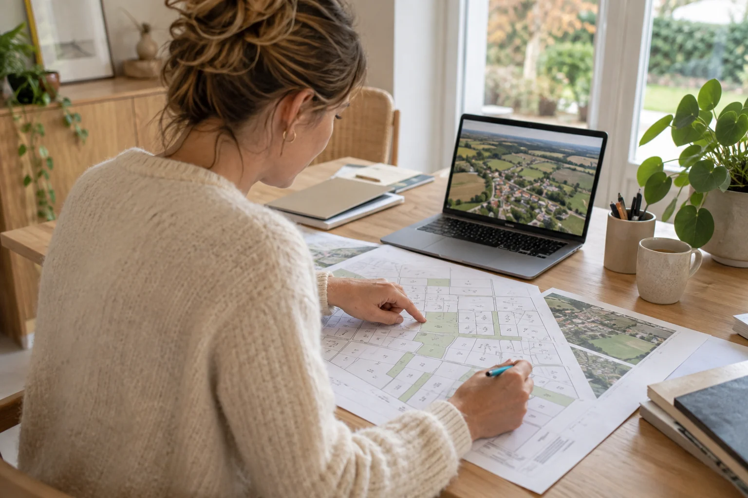 Medewerker bekijkt een kadastraal perceelplan